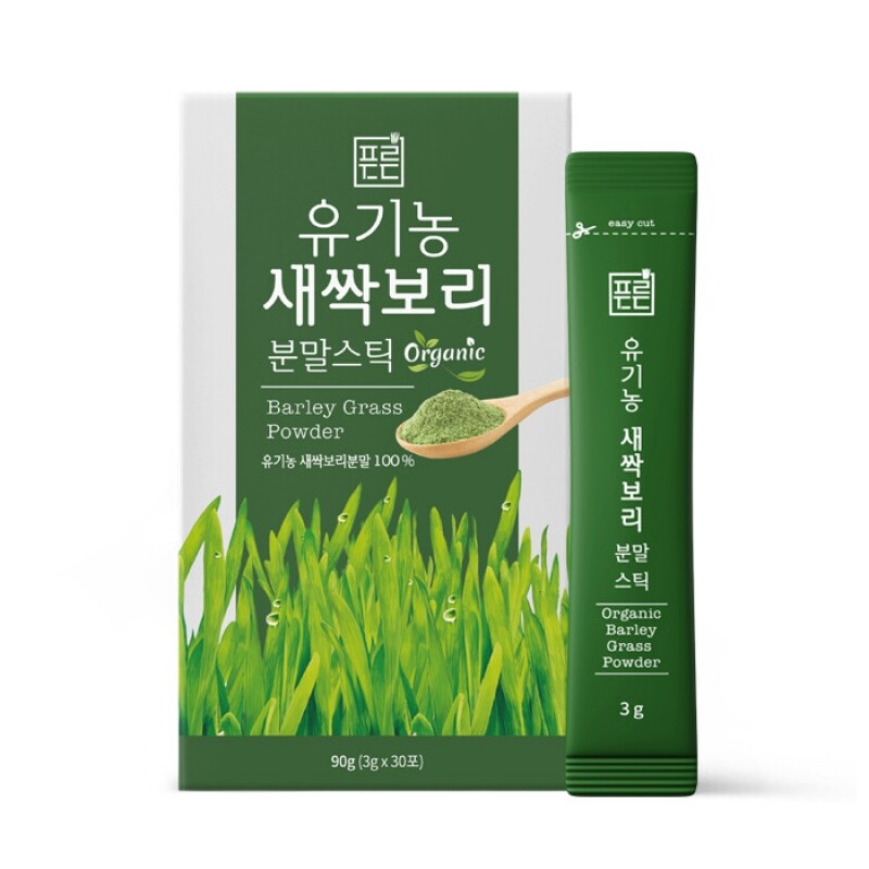 [푸른디딤]국내산 유기농 새싹보리 분말 스틱형 3g x 30포, 1개월분, 총 90g